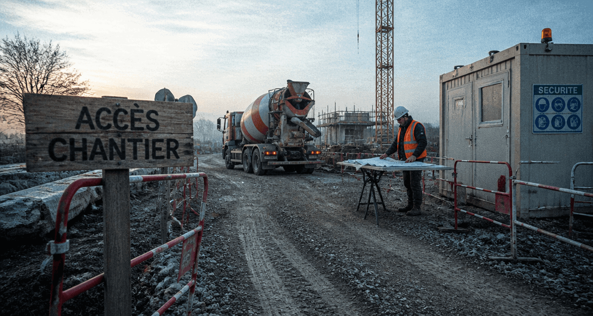 acces chantier chemin tout-venant ouvrier
