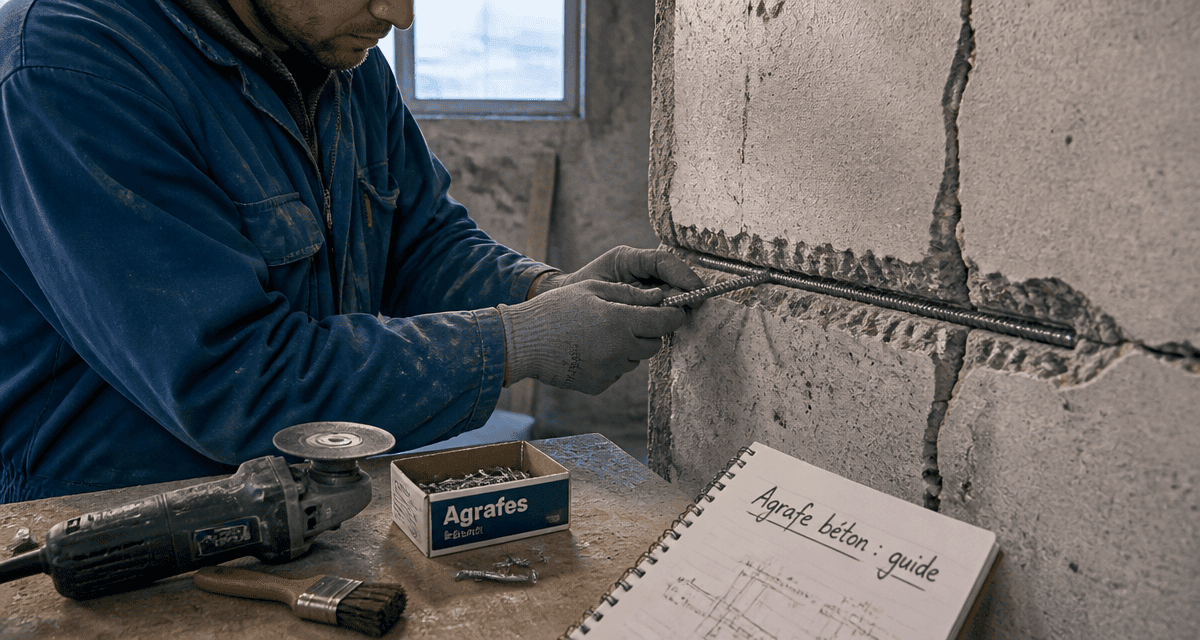agrafe pour beton sur mur fissuré