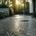 allée jardin béton drainant mouillée