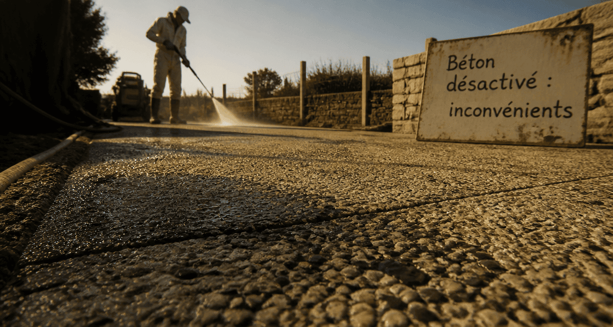 béton désactivé inconvénients allée gravillons