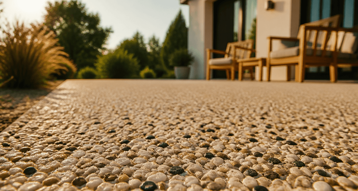 béton desactivé terrasse gros plan surface granuleuse