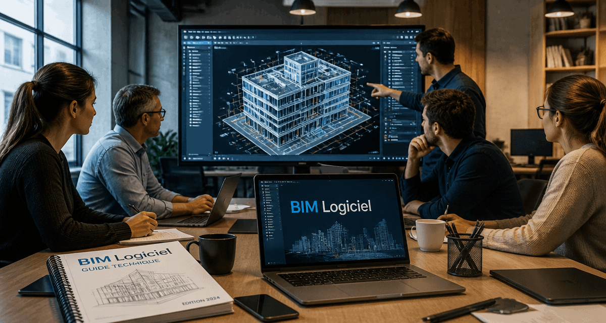 bim logiciel équipe autour maquette bâtiment