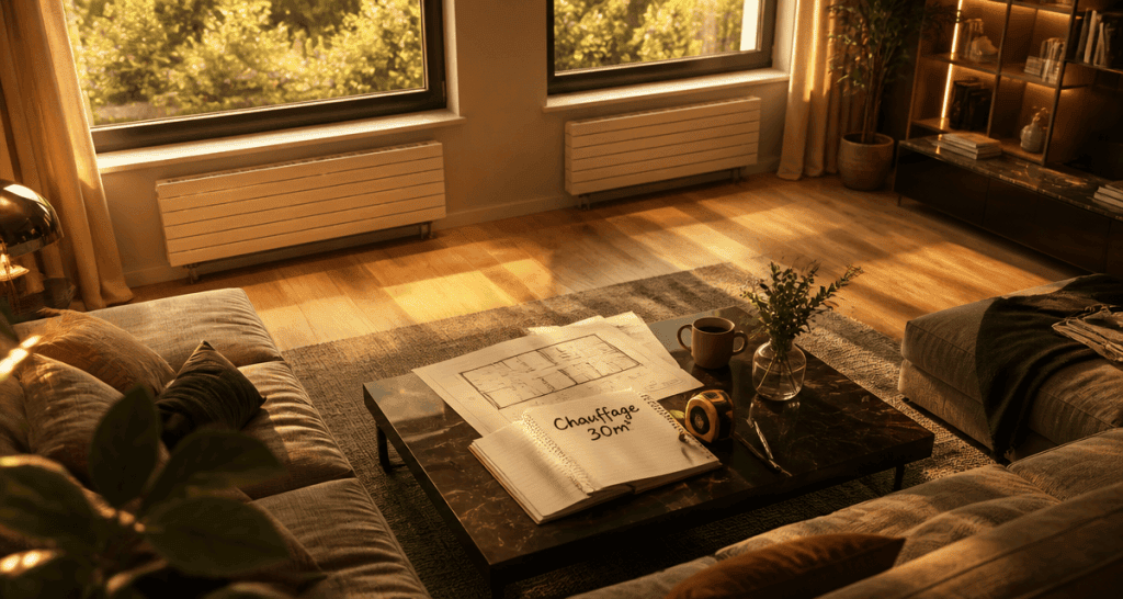 combien de radiateur pour 30m2, deux radiateurs sous fenêtres
