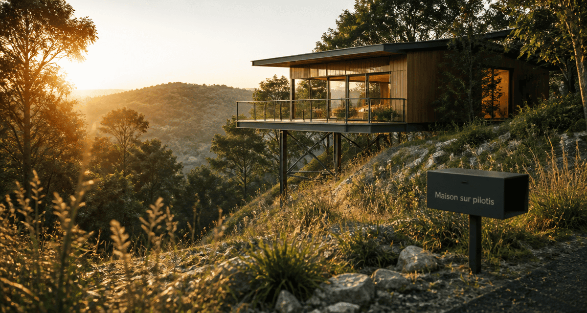Constructeur maison sur pilotis en bois sur terrain en pente