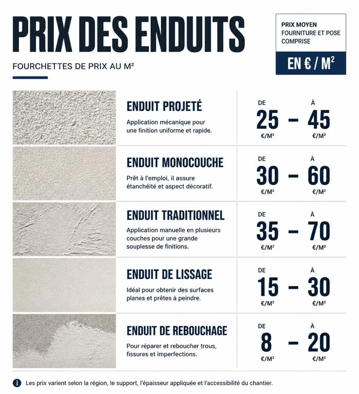 Comparatif des prix de l'enduit au m2 pour façade et intérieur