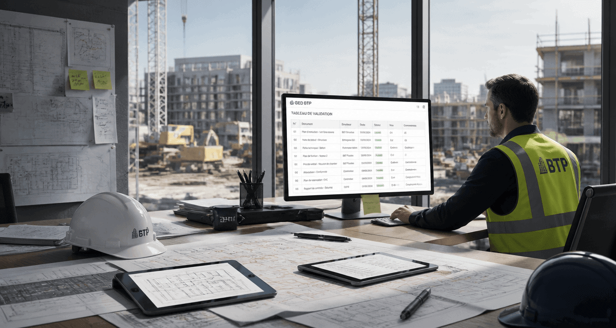 ged btp chef de projet sur chantier moderne