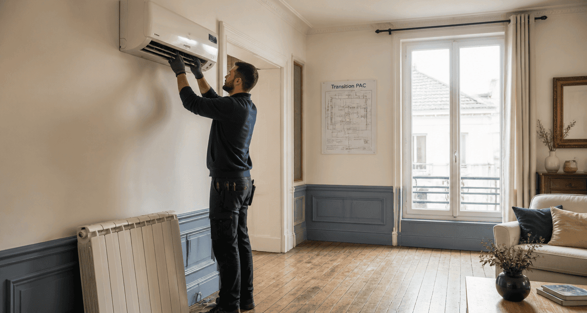 installation pompe à chaleur avec radiateur électrique en remplacement