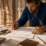 les artisans du batiment examinent un devis