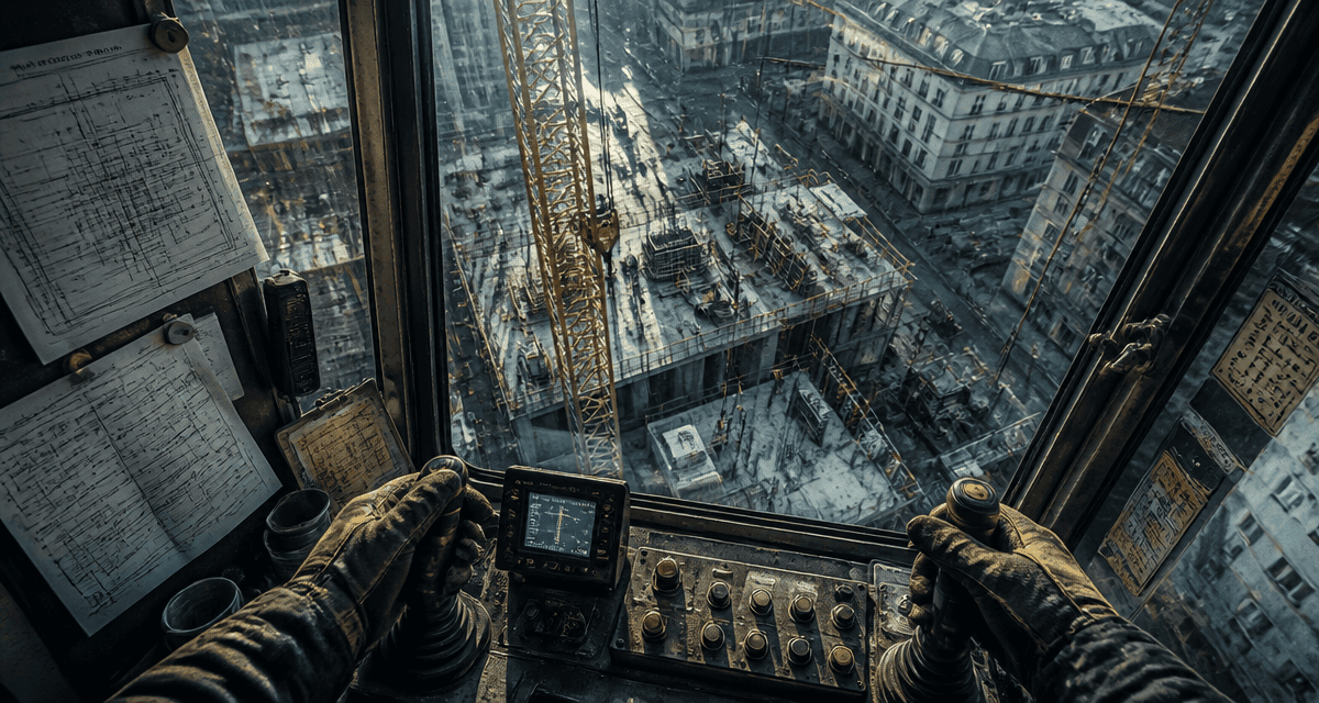 metier grutier cabine grue chantier urbain