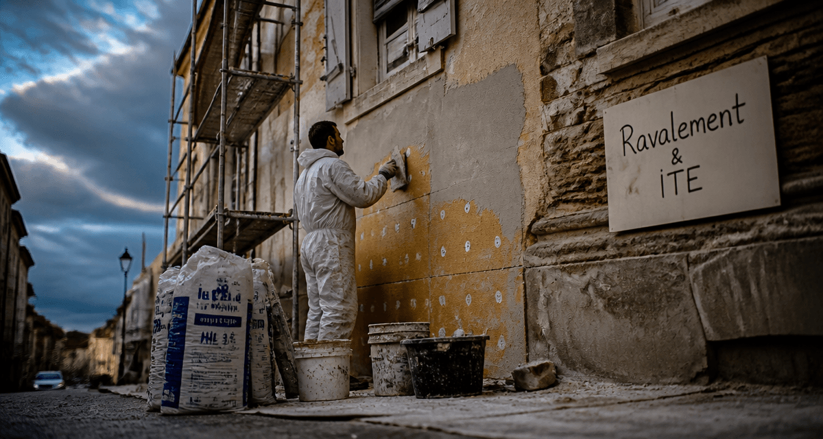 Ravalement ITE sur façade immeuble ancien