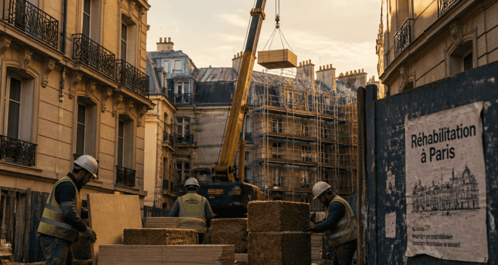 Réhabilitation de bâtiments anciens Paris ouvriers matériaux biosourcés