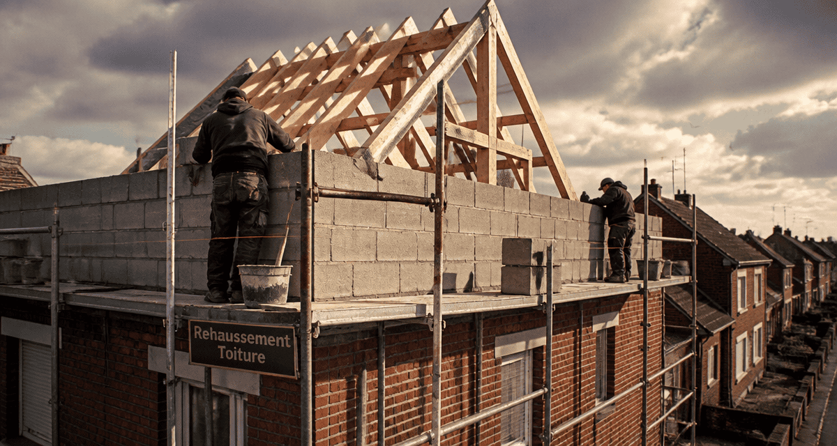 Rehausser toiture sur maison en briques