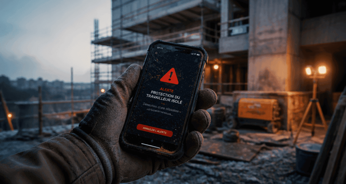 smartphone de chantier sur chantier poussiéreux