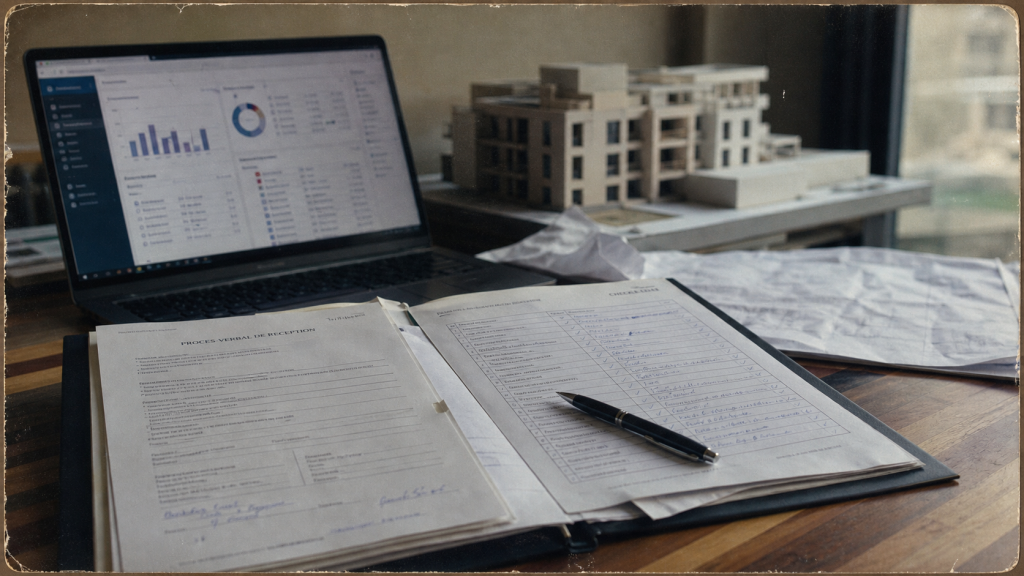 avis nexity : dossier immobilier et suivi de chantier sur table