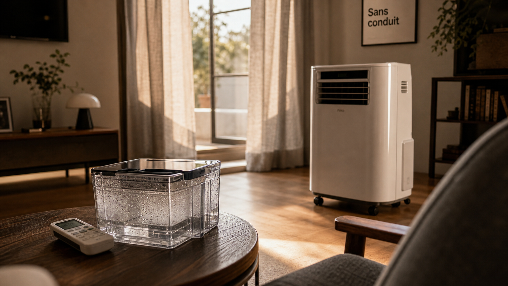 Climatiseur sans conduit avis, unité au sol en salon moderne