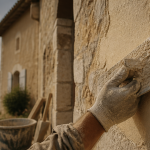Enduit à la chaux facade sur mur ancien