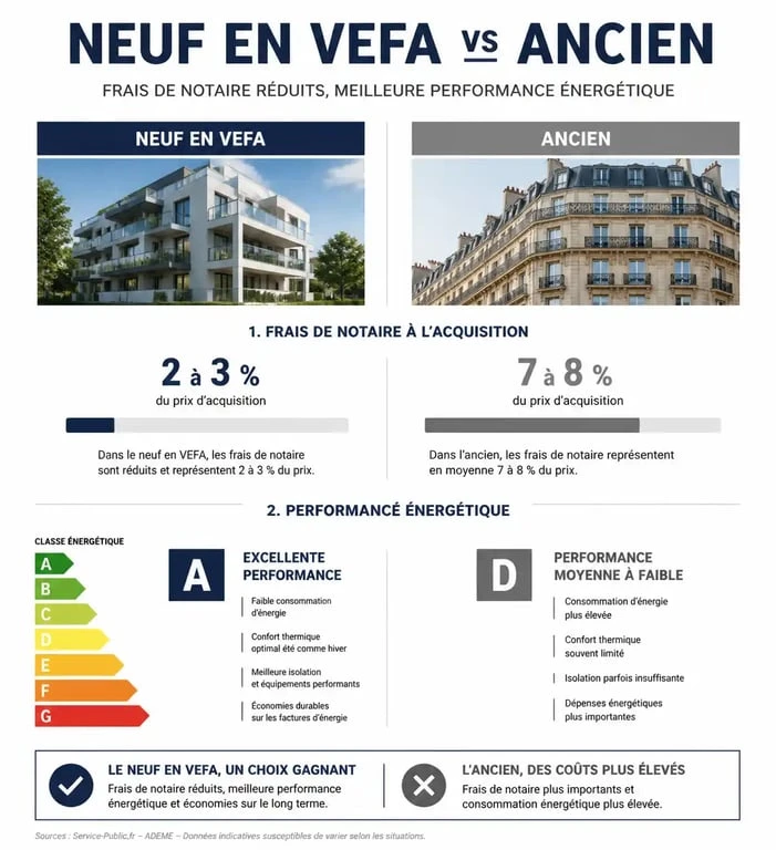 Comparatif des frais de notaire et avantages énergétiques pour décider s'il faut acheter en VEFA aujourd'hui
