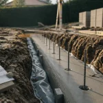 Fondation mur de cloture : tranchée 40 cm et semelle béton armée