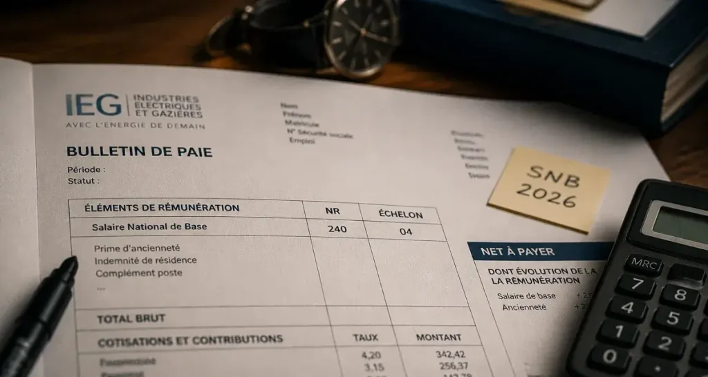 Grille salaire IEG 2026 : SNB, NR et échelons