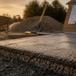 peut-on couler une dalle béton directement sur la terre, chantier avec dalle fraîchement coulée