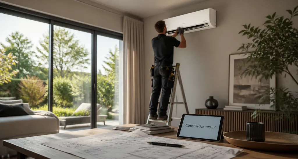 quelle puissance de clim pour 100m2 salon moderne