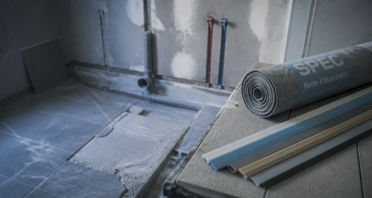 Renover une salle de bain : natte d’étanchéité et carrelage en rénovation
