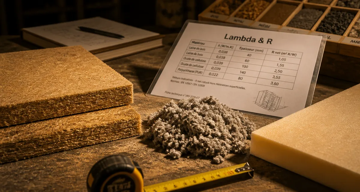 Tableau comparatif isolant thermique : lambda & R, épaisseurs et coûts réels