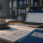 tableau décomposition immeuble par composant sur bureau expert-comptable
