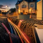Viabilisation terrain edf+eau+tel : tranchée et raccordements