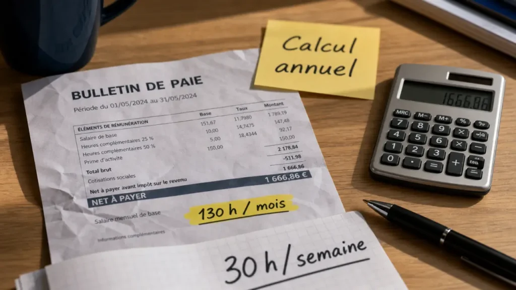 130h par mois : l’équivalence exacte est 30h par semaine
