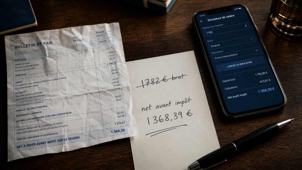 1782 brut en net : 1368,39 € avant impôt