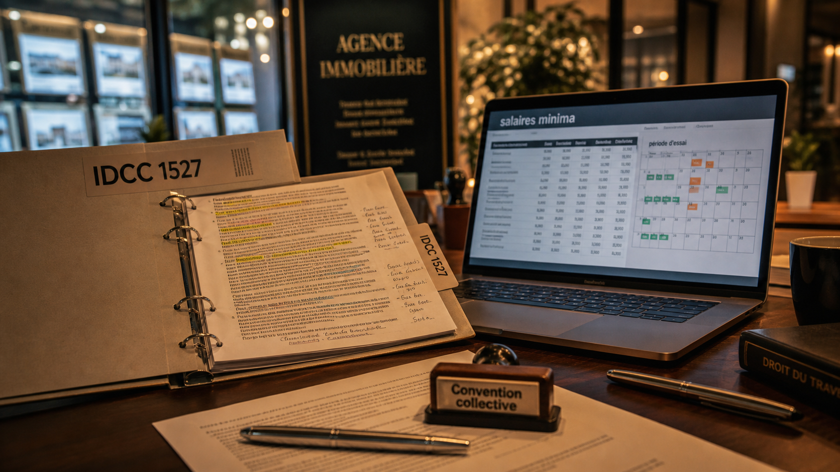 Conventions collectives agences immobilières IDCC 1527 : salaires minima et droits