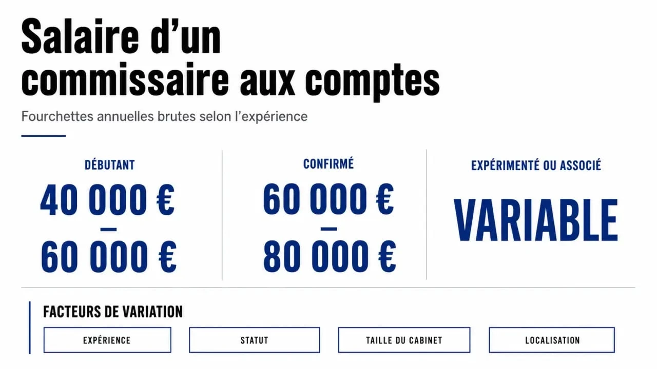 Salaire commissaire aux comptes : fourchettes de rémunération par expérience et statut