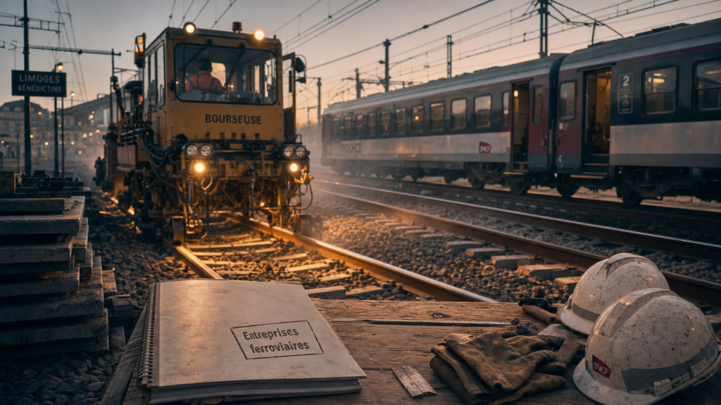 Entreprise ferroviaire France : gare française, maintenance de voie et train voyageurs