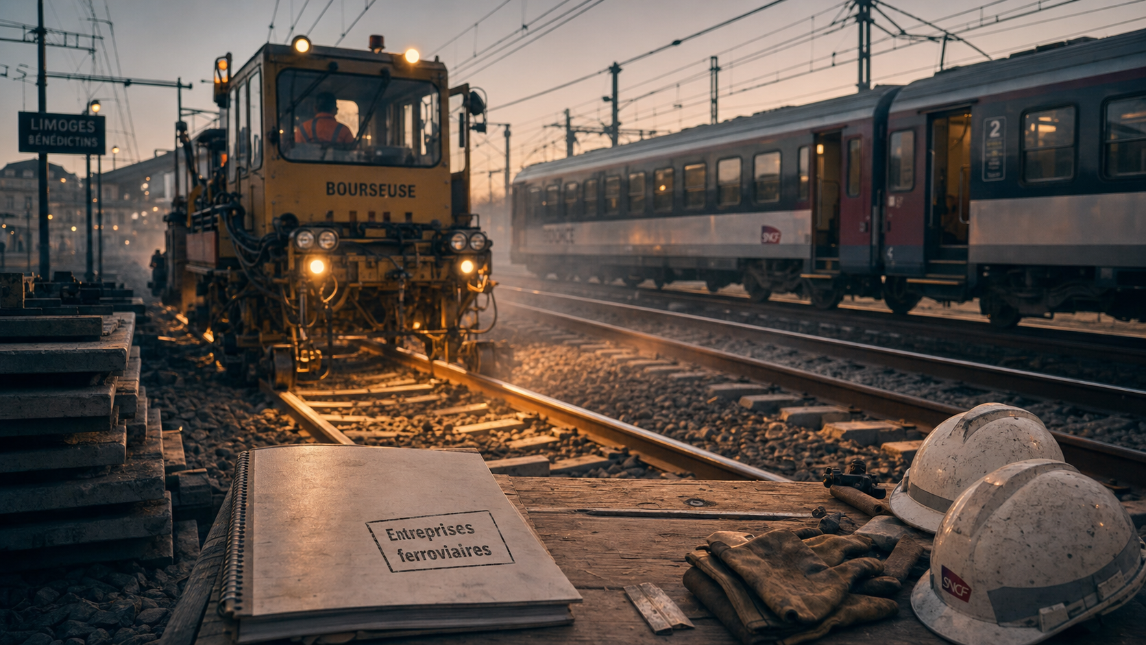 Entreprise ferroviaire France : gare française, maintenance de voie et train voyageurs