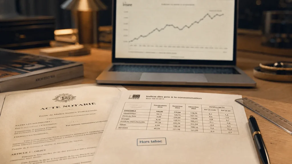 Indice prix consommation hors tabac : base 2015, valeurs 2025 et calculs d’indexation