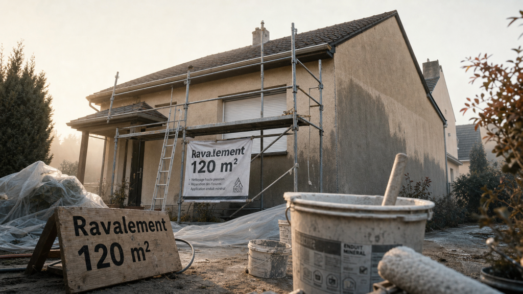 Prix ravalement façade maison 120m2 : échafaudage et budgets nettoyage, enduit ou isolation