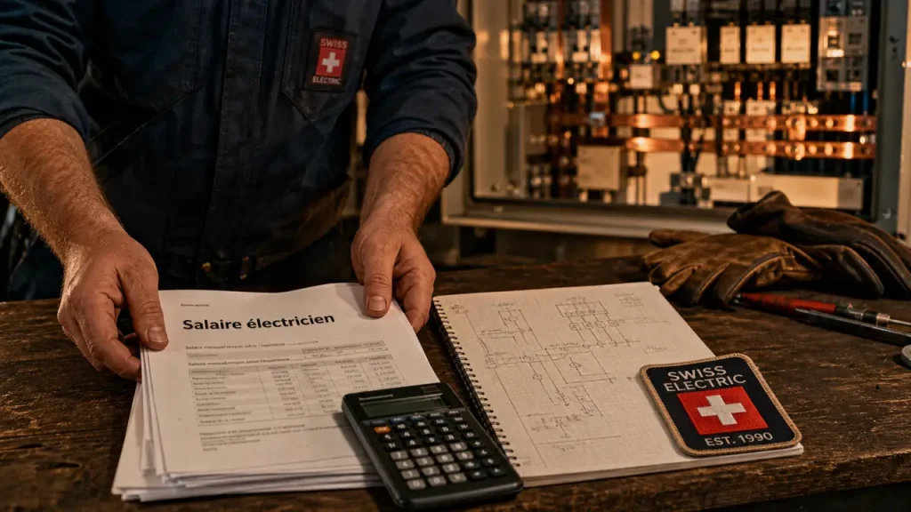 Salaire d’un électricien en Suisse : CHF 70 980 brut annuel moyen, 13ème salaire inclus