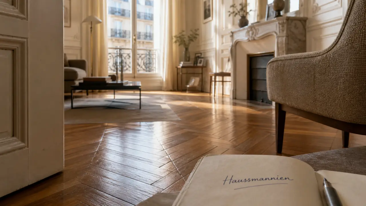 Acheter appartement haussmannien Paris : séjour lumineux, parquet point de Hongrie et moulures