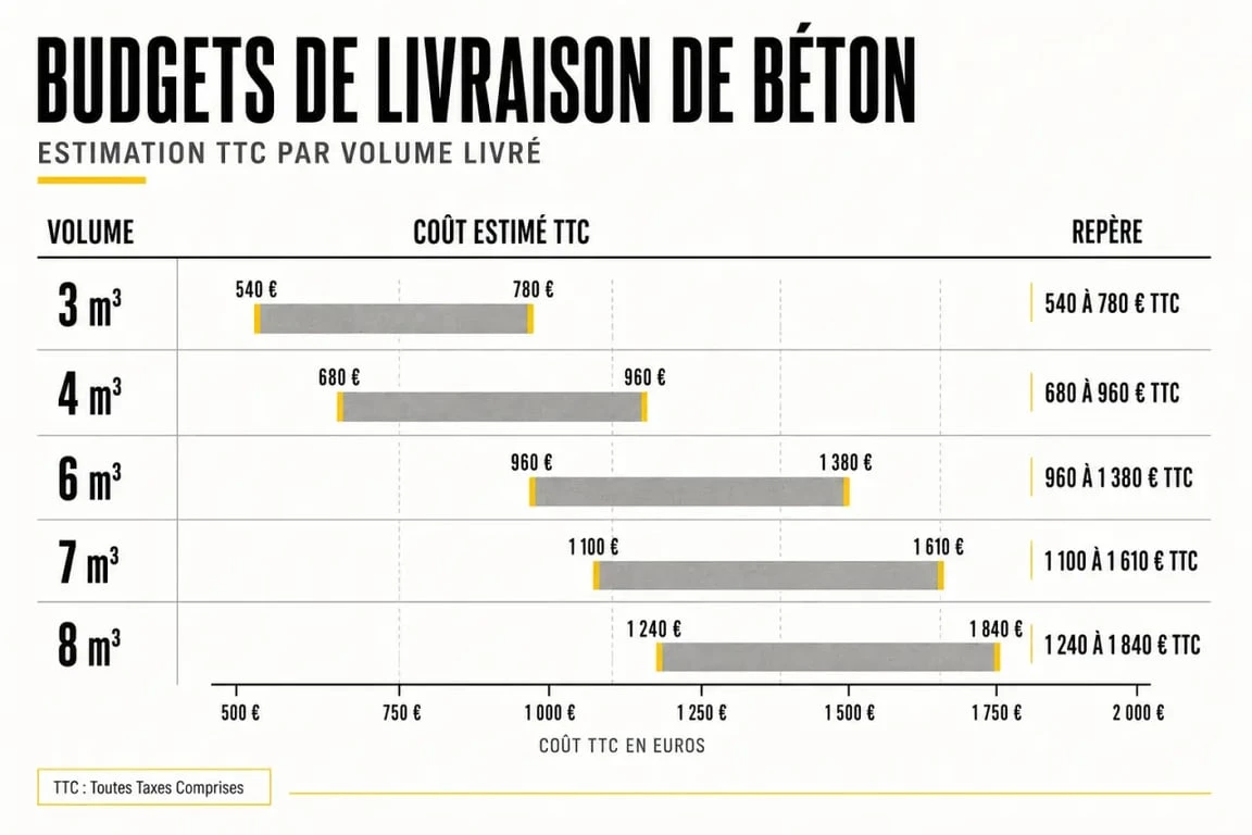 Prix toupi beton : budgets indicatifs selon le volume livré