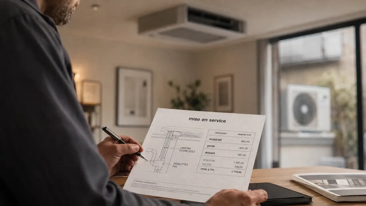 Climatisation devis : technicien et mise en service, pose et essais