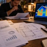Conseiller en rénovation énergétique analysant un DPE et un diagnostic