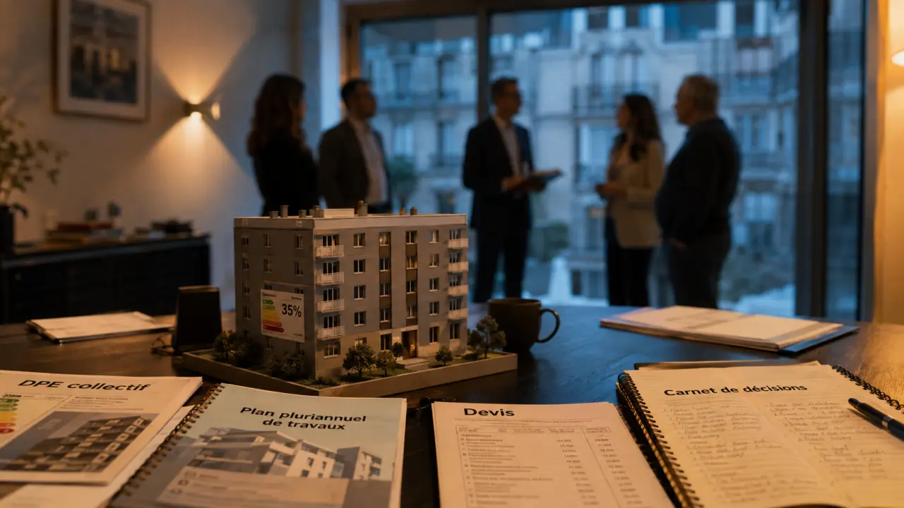 Rénovation énergétique en copropriété : gain 35 %, vote en AG et aides
