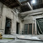 Renovation ferme : intérieur ancienne ferme en rénovation, mesure et enduits à la chaux